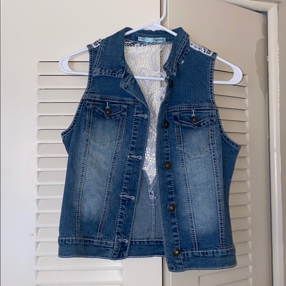 MAURICES DENIM VEST WITH LACE
